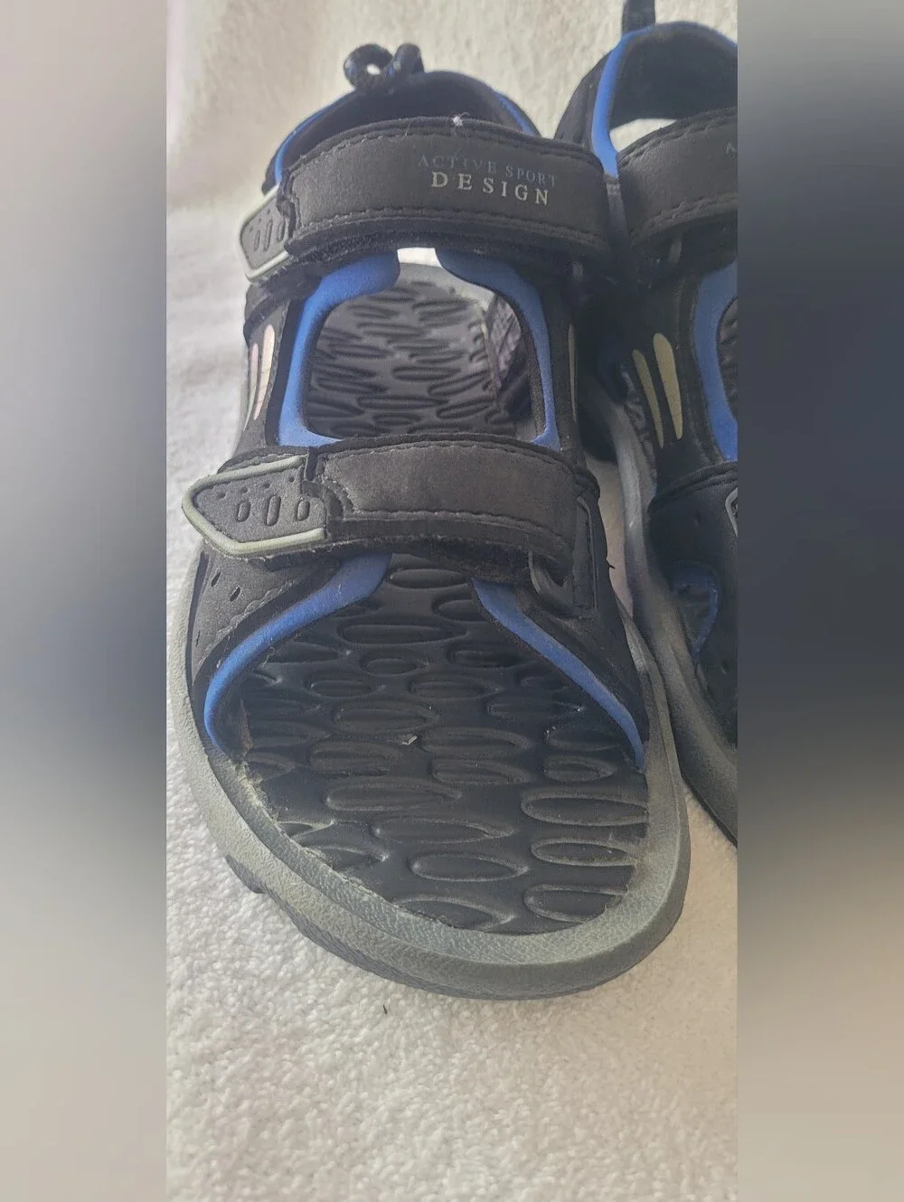 Men's Active Sport Design Sandals Black/Blue Adjustable Velco S 8 (bin 2)